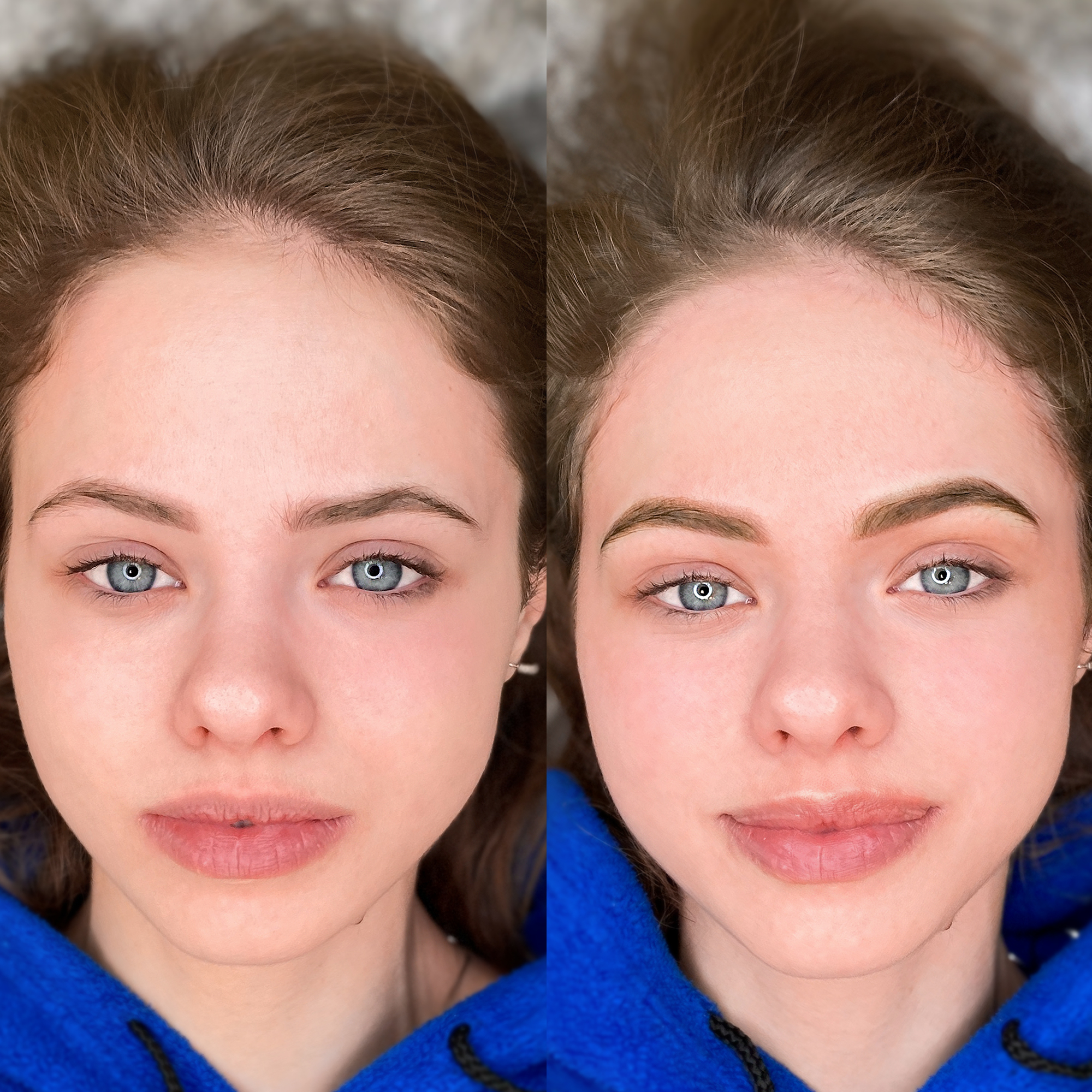 Напыление бровей фото до и после